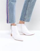 Faith White Zip Detail Peg Heeled Ankle Boots - White