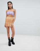 Jaded London Rhinestone Check Bodycon Skirt Two-piece - Yellow