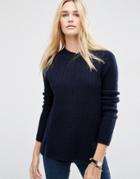 Asos Sweater In Wool Mix - Navy