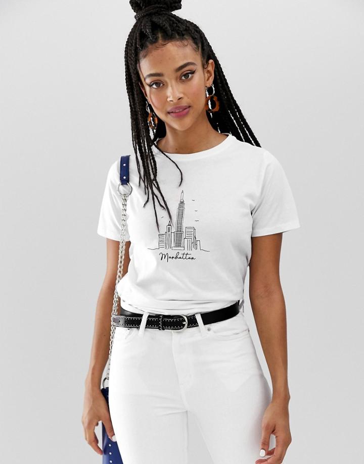New Look New York Skyline Tee In White - White