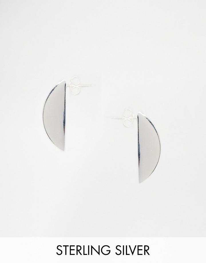 Asos Sterling Silver Crescent Earrings - Silver