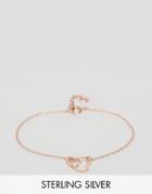 Asos Rose Gold Plated Sterling Silver Interlocking Hearts Bracelet - Copper