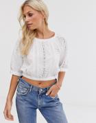 Y.a.s Brodierie Elasticated Waist Top - White