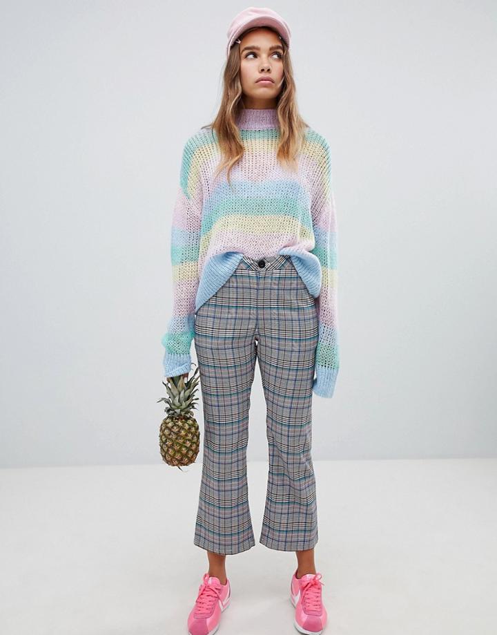 Lazy Oaf Check Kick Flare Pants - Gray