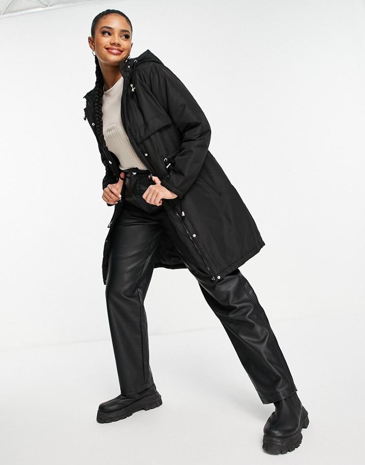 Brave Soul Egypt Parka Coat With Hood In Black