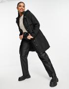 Brave Soul Egypt Parka Coat With Hood In Black