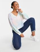 En Cr Me Cropped Knitted Sweater In Rainbow Tie Dye-multi