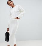 Asos Design Tall Two-piece Midi Skirt In Wide Rib-cream