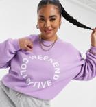 Asos Weekend Collective Curve Oversized Sweatshirt With Logo In Lilac-purple