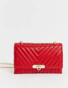 Yoki Quilted Chain Cross Body Bag - Red