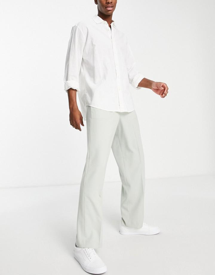 Asos Design Wide Smart Pants In Dusky Green