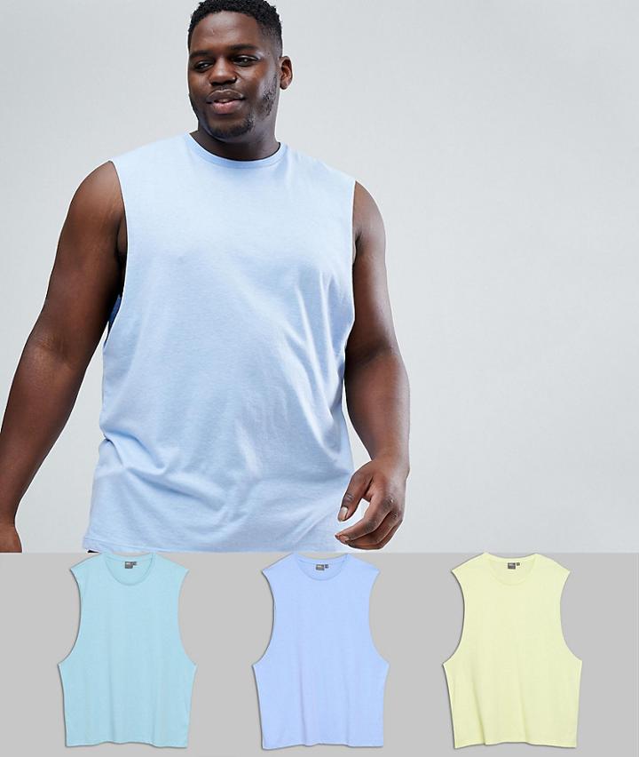 Asos Plus Tank With Dropped Armhole 3 Pack Save - Multi