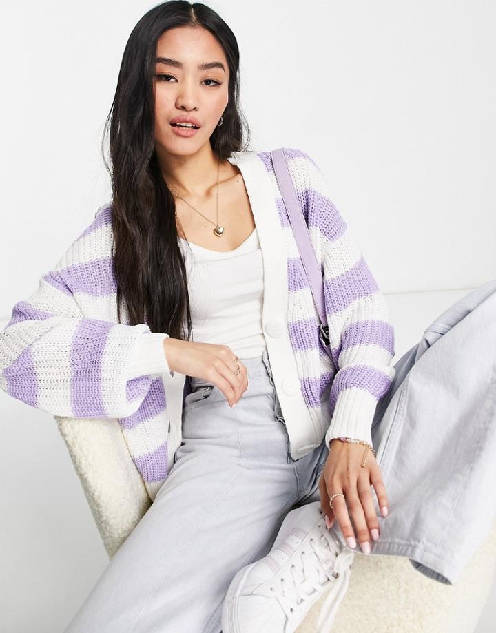 Jdy Cardigan In Lilac Stripe-multi
