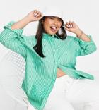 Collusion Plus Oversized Boxy Shirt In Stripe-green
