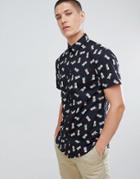 New Look Regular Fit Shirt With Pineapple Print In Black - Black
