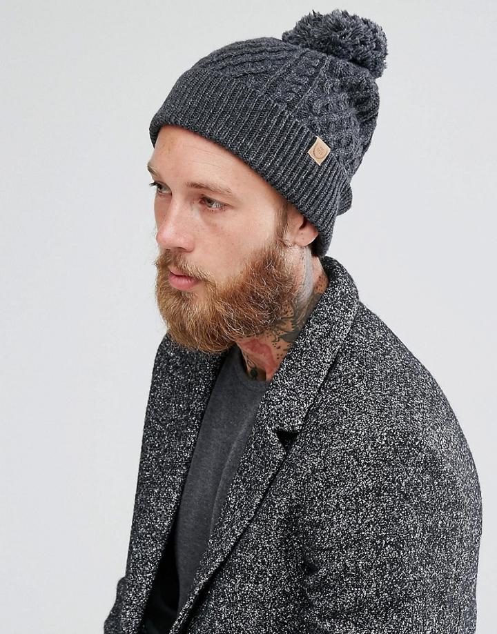 Boardmans Cable Bobble Hat - Gray