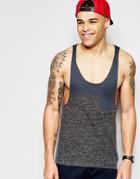 Asos Tank With Extreme Racer Back And Neppy Fabric In Charcoal - Charcoal