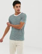 Selected Homme T-shirt With Stripe - Green