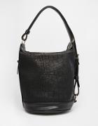 Asos Croc Slouch Shoulder Bag - Black