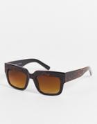 Aj Morgan Hi Brow Square Lens Sunglasses-brown