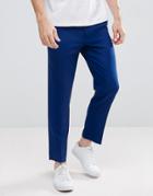 Asos Skinny Crop Smart Pants In Blue Cross Hatch Nep - Navy