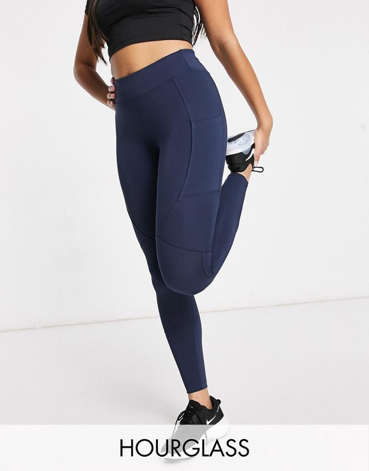 Asos 4505 Hourglass Icon Leggings With Booty-sculpting Seam Detail And Pocket-navy