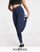 Asos 4505 Hourglass Icon Leggings With Booty-sculpting Seam Detail And Pocket-navy