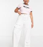 Missguided Plus Cargo Pants With Pocket In White-green