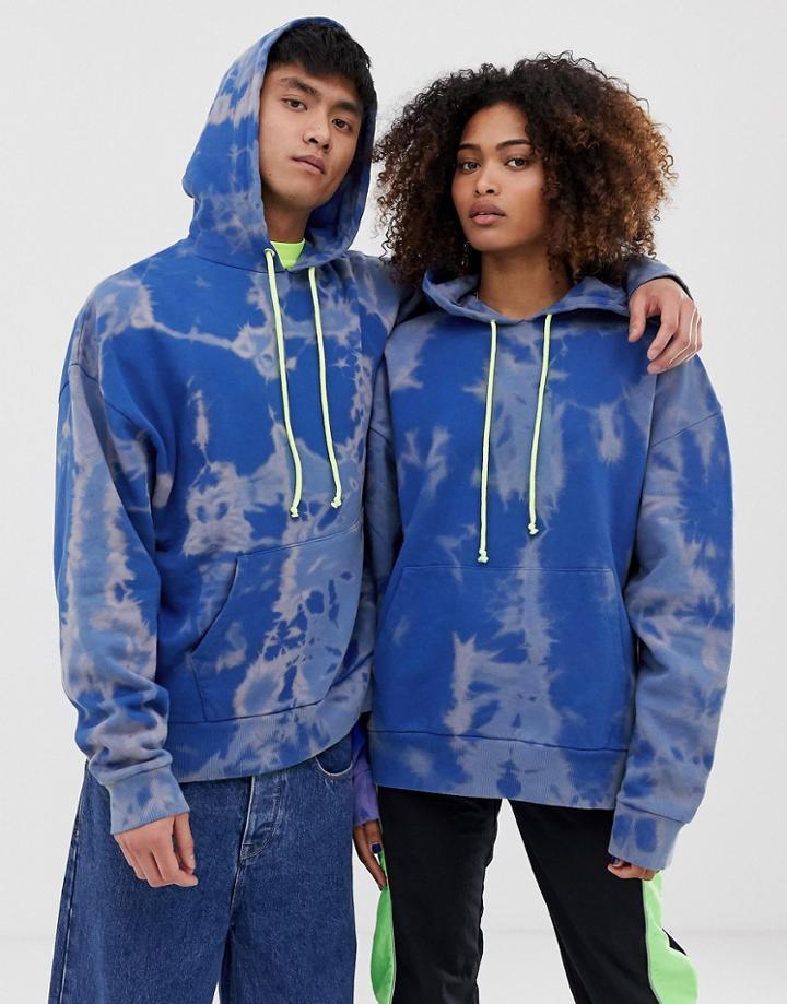 Collusion Unisex Tie Dye Hoodie - Blue