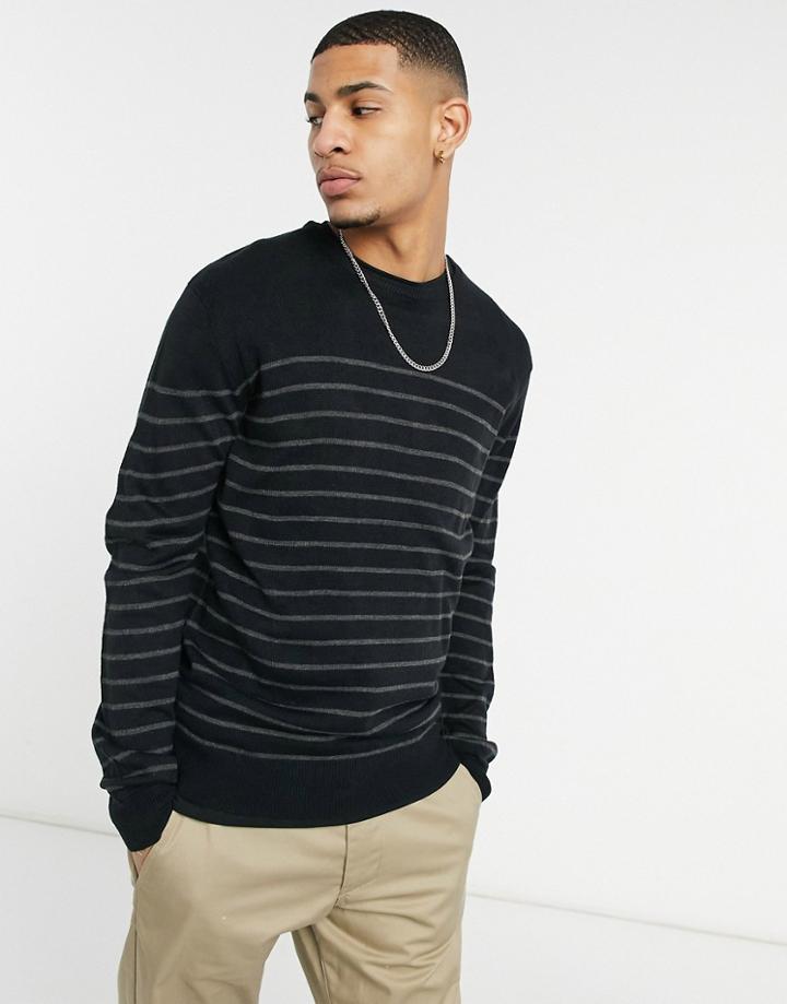 French Connection Crew Neck Striped Sweater In Navy
