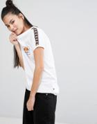 Ellesse Retro Fitted T-shirt With Tape Detail - White