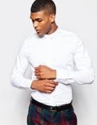 Vito Shirt With Micro Collar In Slim Fit - White