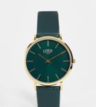 Limit Unisex Round Faux Leather Watch In Green Exclusive To Asos