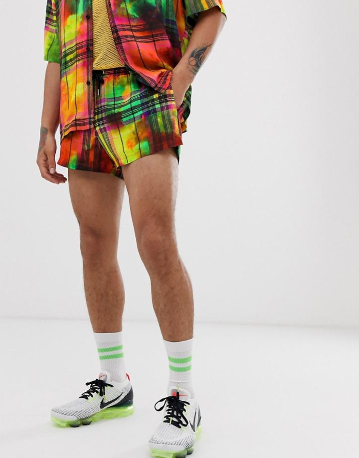 Jaded London Two-piece Shorts In Tie Dye Check-multi