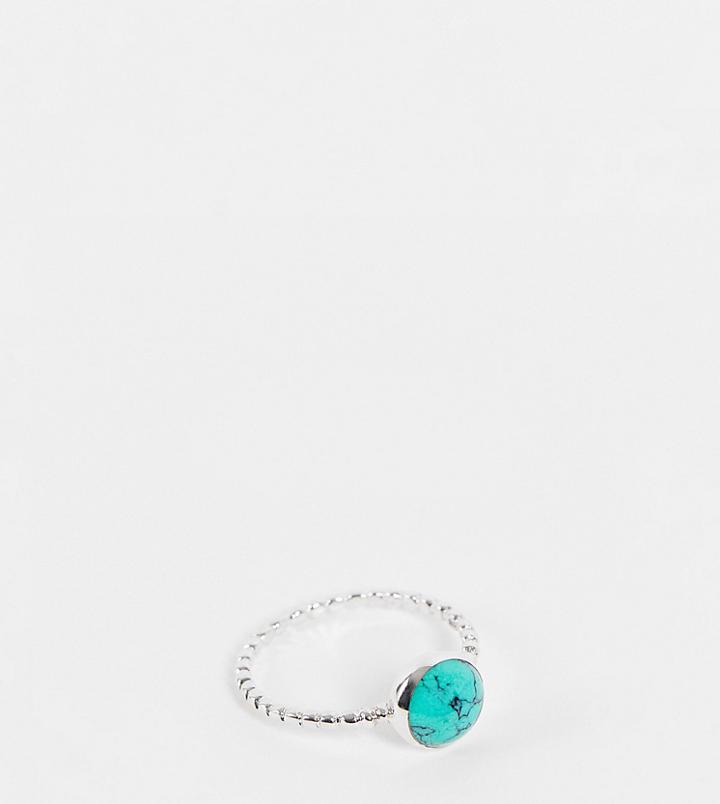 Kingsley Ryan Curve Ring With Twisted Band And Turquoise Stone In Sterling Silver