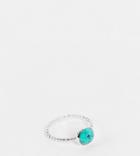Kingsley Ryan Curve Ring With Twisted Band And Turquoise Stone In Sterling Silver