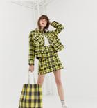 Monki Mini Skirt In Yellow Check