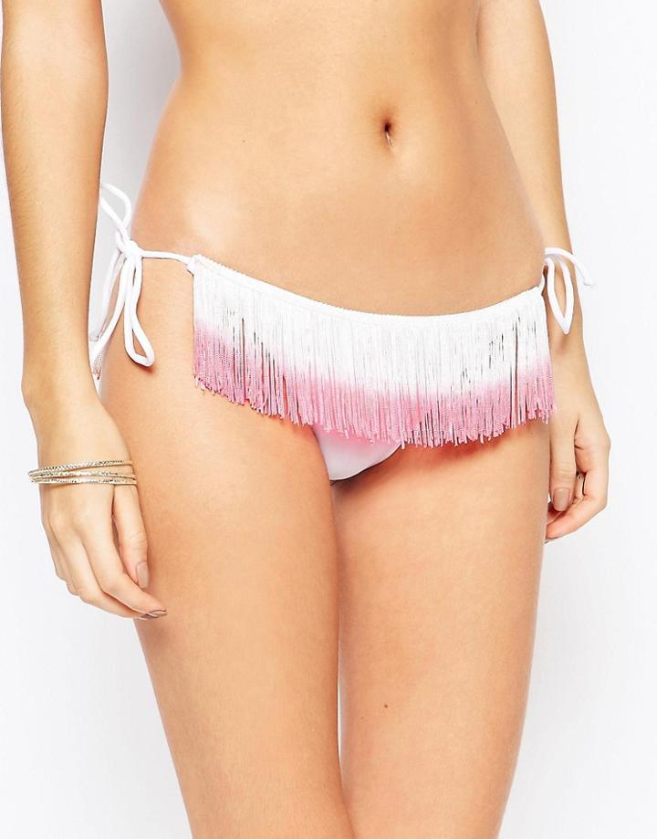 Asos Ombre Fringed Tie Side Bikini Bottom - Multi