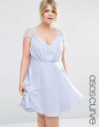 Asos Curve Kate Lace Mini Dress - Pale Blue