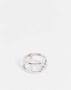 Designb Chain Ring In Silver Tone
