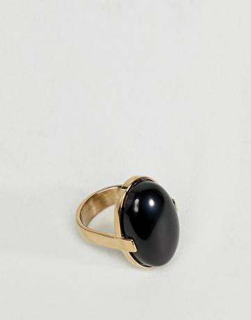 Dyrberg/kern Chunky Black Stone Ring - Gold