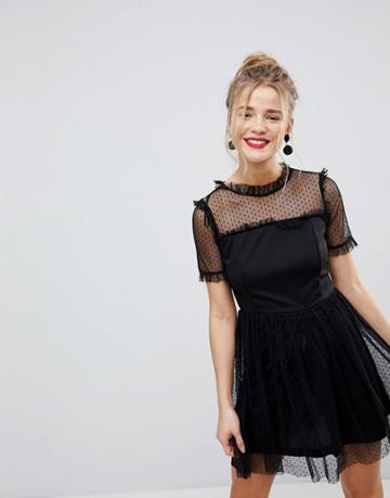 Qed London Mesh Dress-black