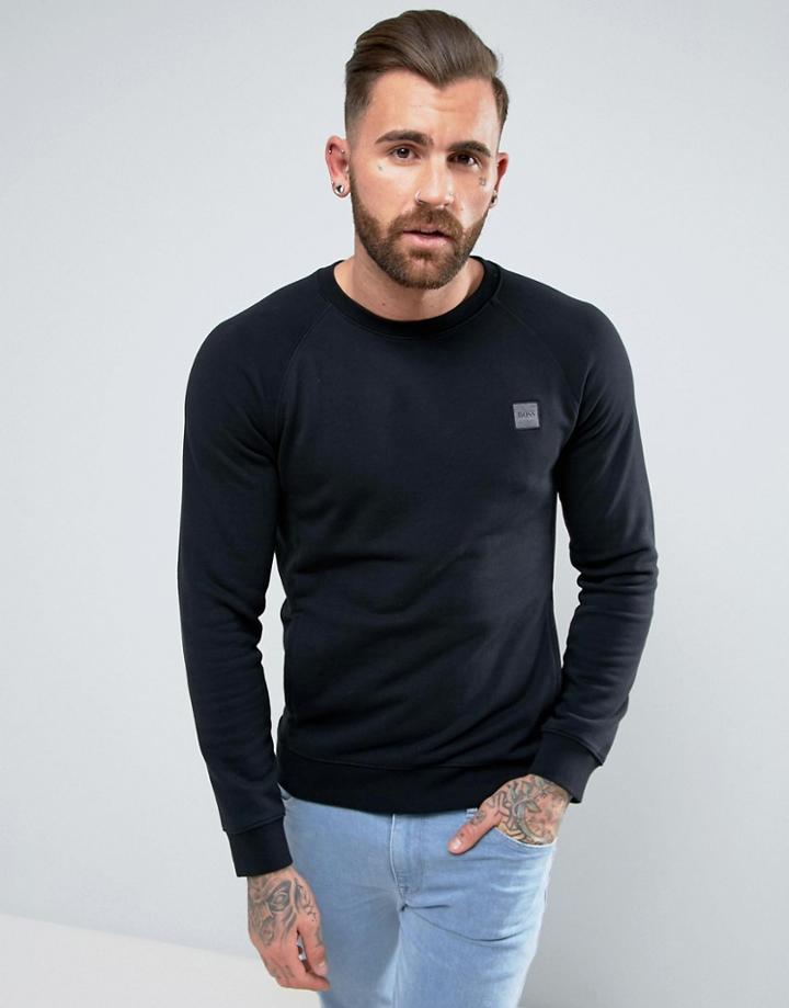 Boss Orange By Hugo Boss Wheel Uk Crew Neck Logo Sweat Black - Black