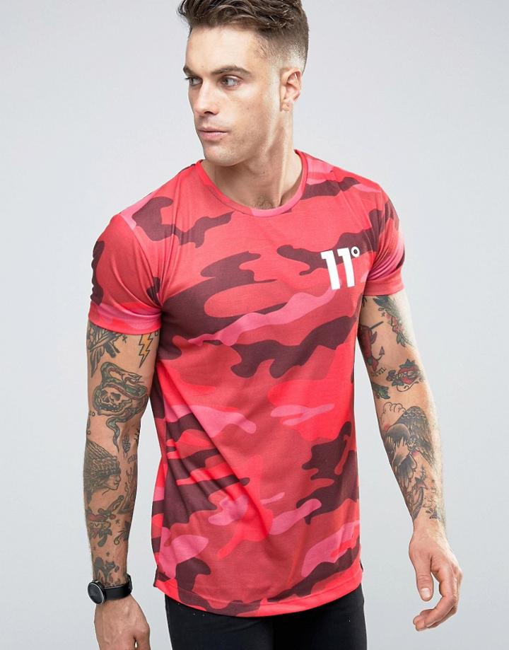 11 Degrees T-shirt In Camo - Red