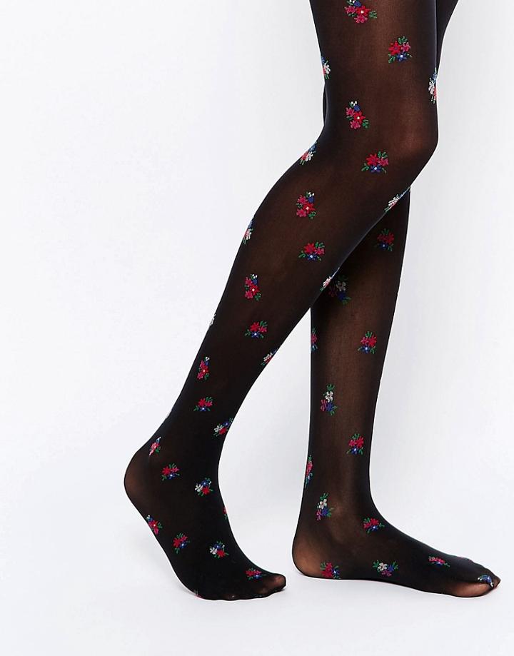 Jonathan Aston Sprigette Floral Tights - Black