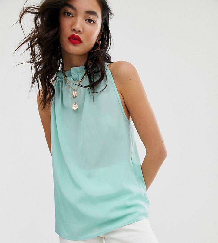 Na-kd Ruched Neck Sleeveless Top In Ice Blue - Blue