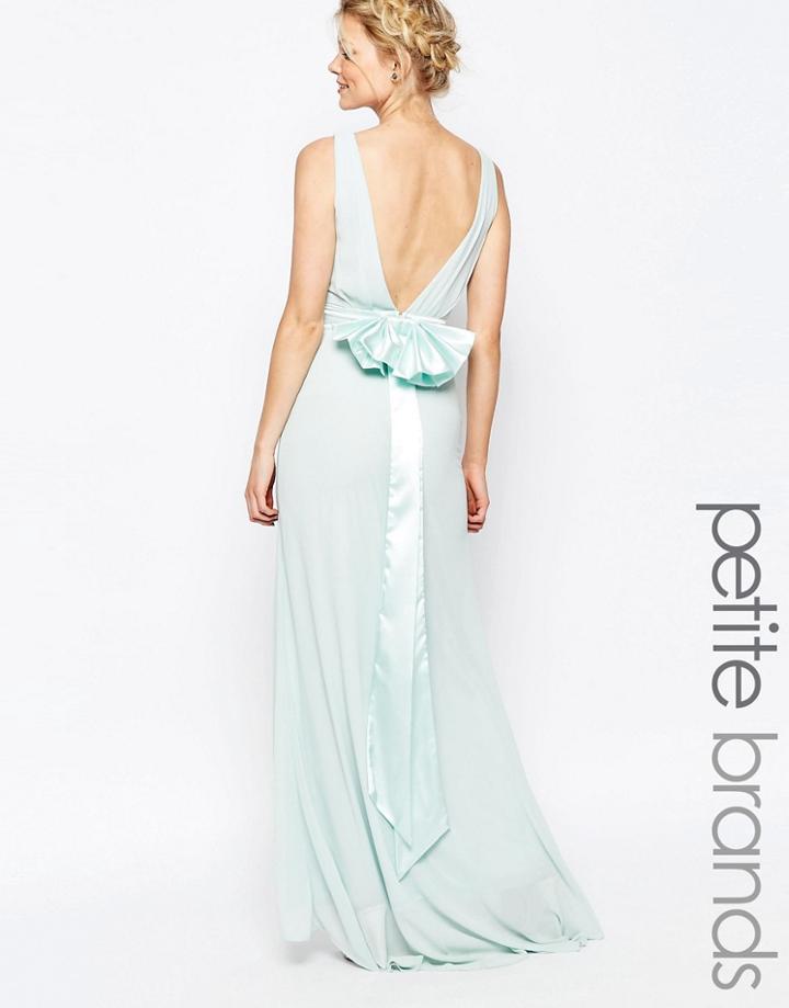 Tfnc Petite Wedding Sateen Bow Back Maxi Dress - Mint