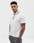 Armani Exchange 1/4 Zip Polo In White - White