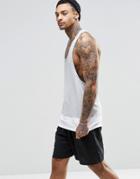 Asos Longline Extreme Racer Back Tank With Contrast Hem Panel - Gray