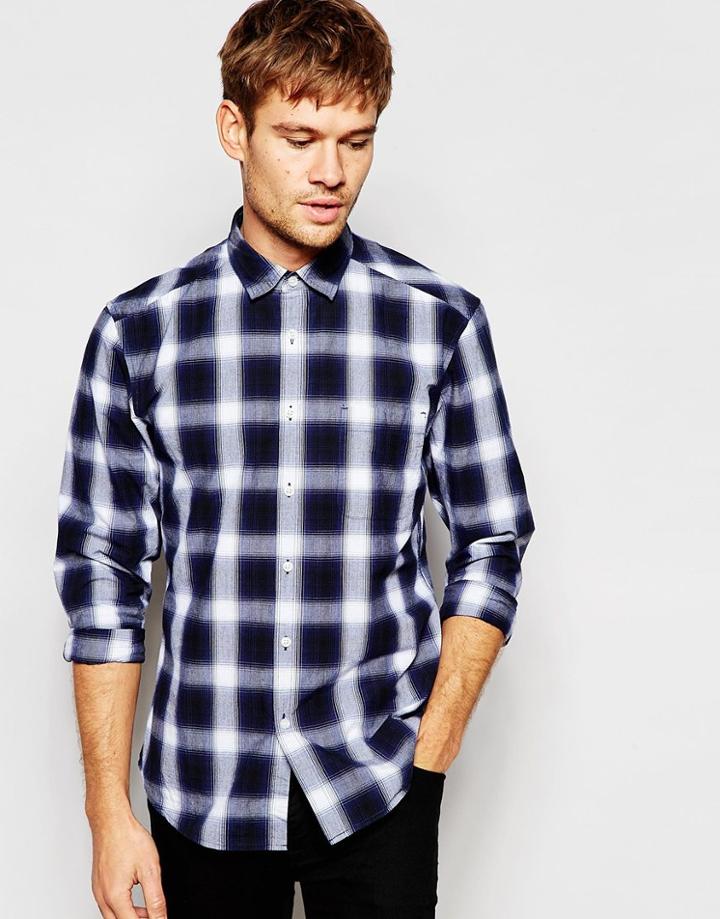 Esprit Check Shirt With Button Down Collar - Blue